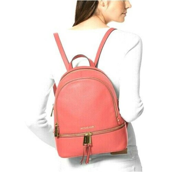 MICHAEL KORS RHEA ZIP MEDIUM BACKPACK PINK VENUS LEATHER TRAVEL SCHOOL NWT! main image 5